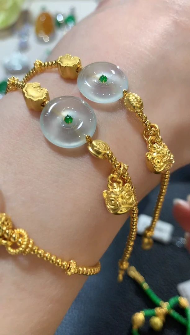 足金镶嵌定制翡翠v104多样性一件发货