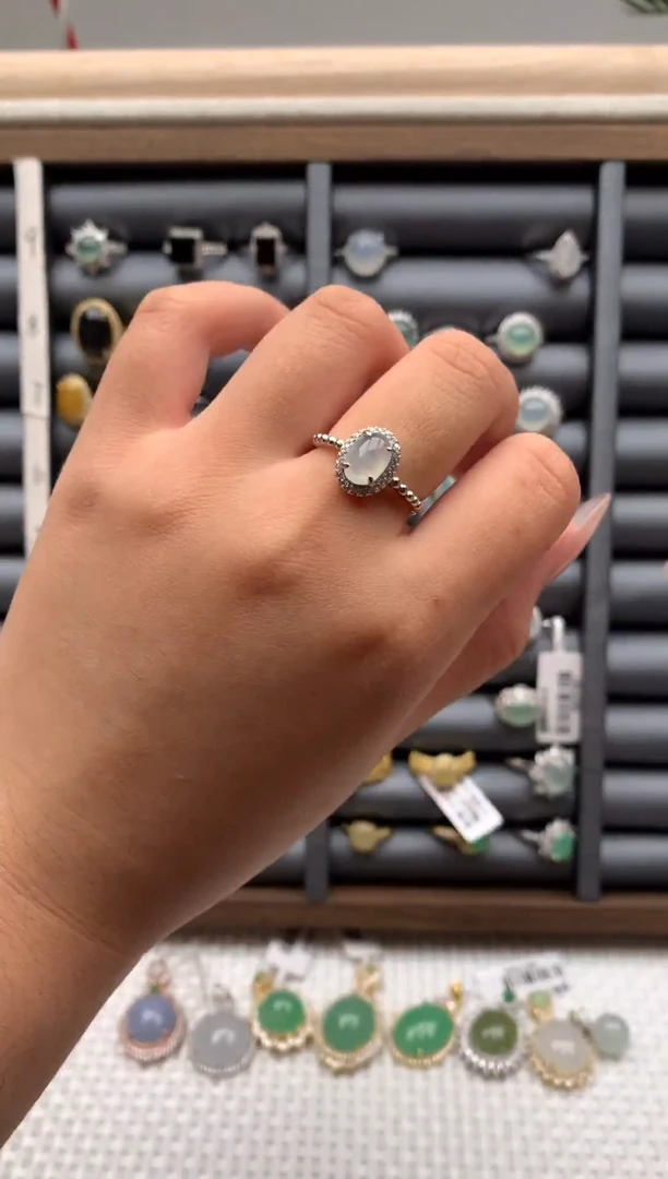 银S925镶嵌戒指翡翠6