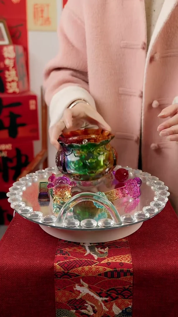【闪购商品】琉璃彩色福袋聚宝盆摆件