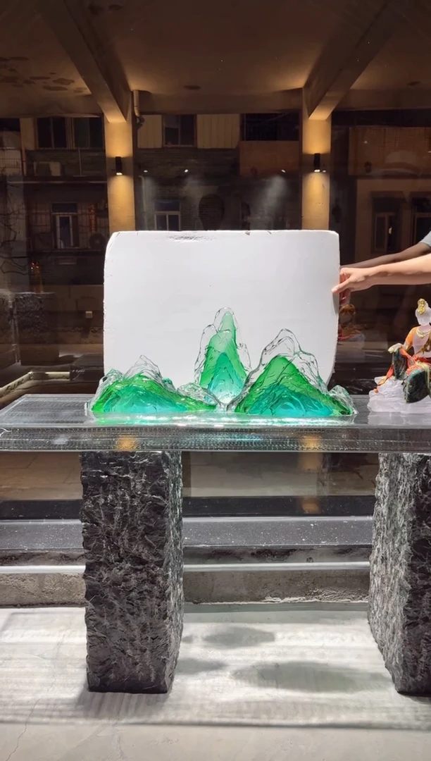 摆件璨石美学翡翠山一组艺术摆件