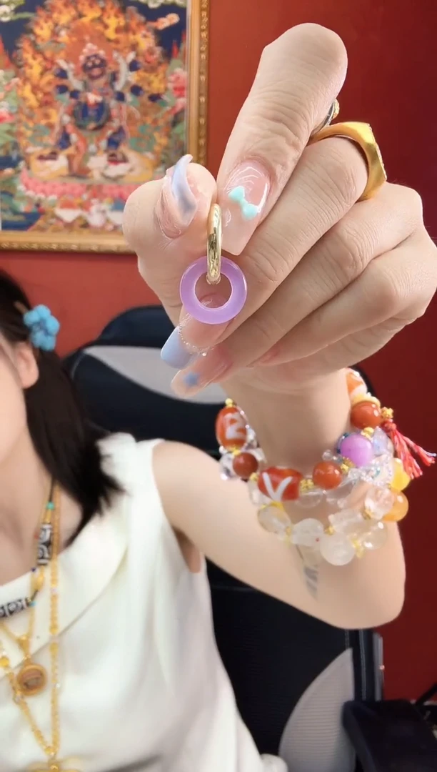 翡翠未镶嵌耳饰紫翡翠甘青耳饰