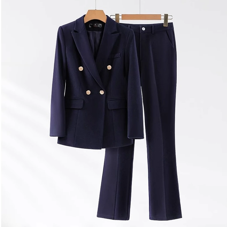 2025新款藏青色西装套装女秋冬新款大学生求职面试通勤工作服