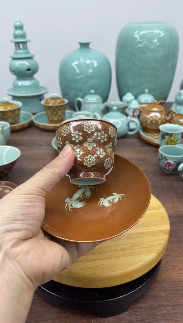 特价青瓷 慧语瓷坊 青瓷一杯一垫