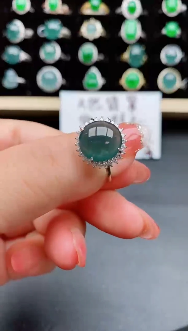 【闪购商品】翡翠戒指银S925镶嵌508080