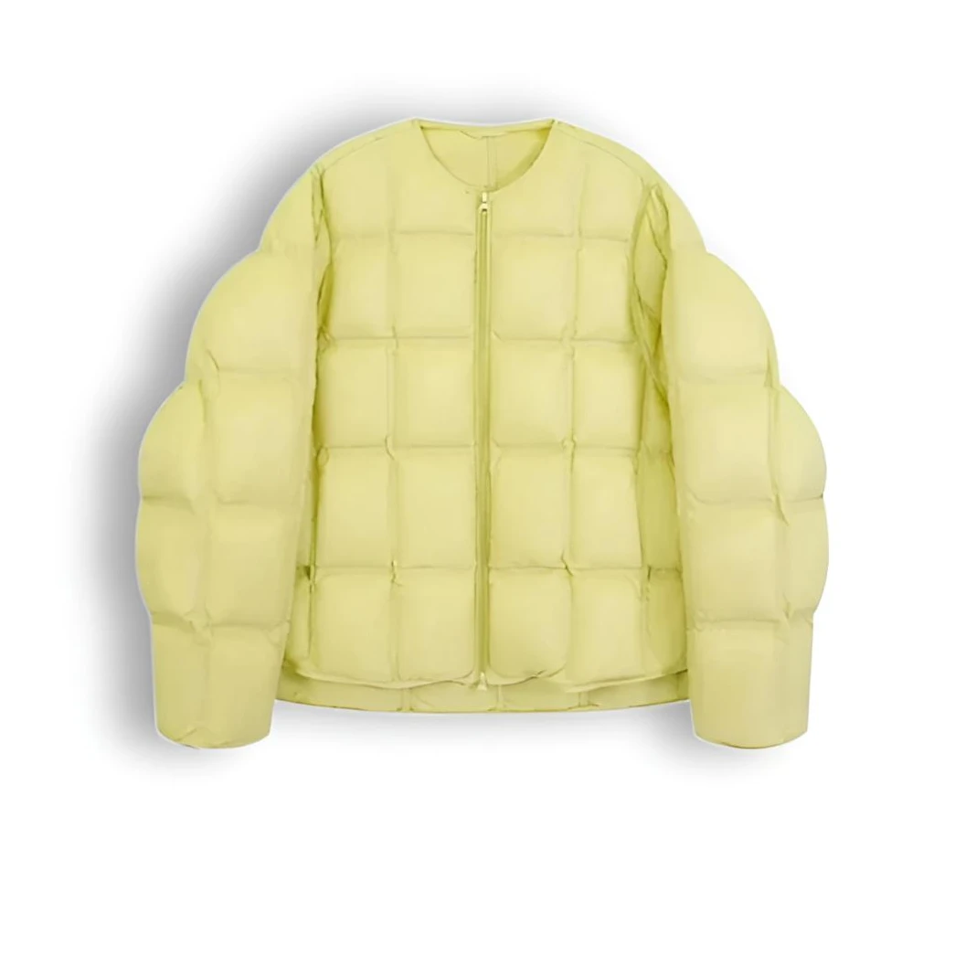 长袖轻薄纯色运动女士简约无领百搭羽绒服