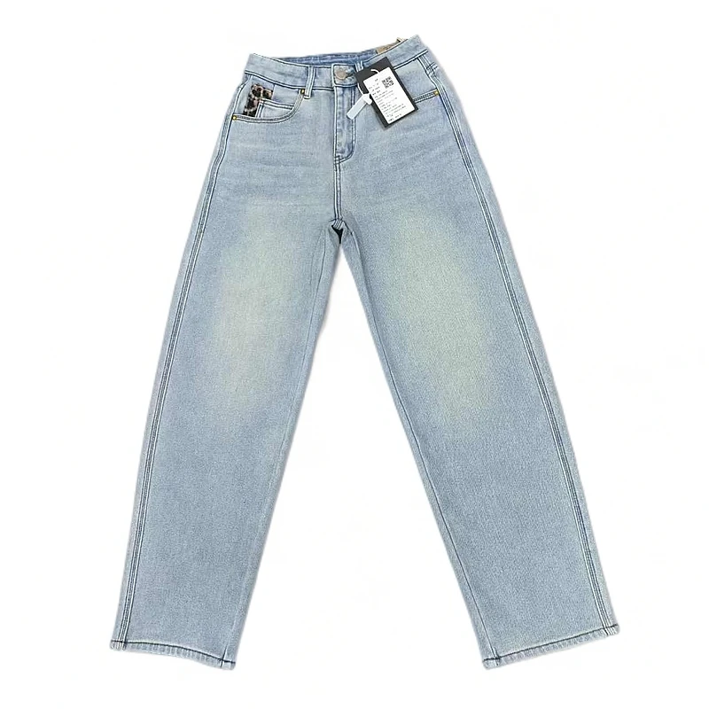 二师兄牛仔厚绒茄子裤98826