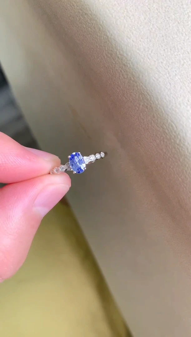 戒指蓝宝石银S925镶嵌戒指