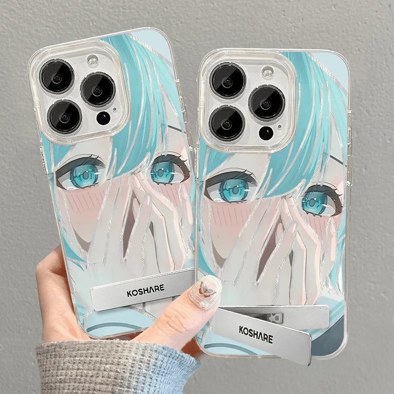 蓝眼初音未来适用华为VIVO小米OPPO荣耀苹果15手机壳13镭射14支架