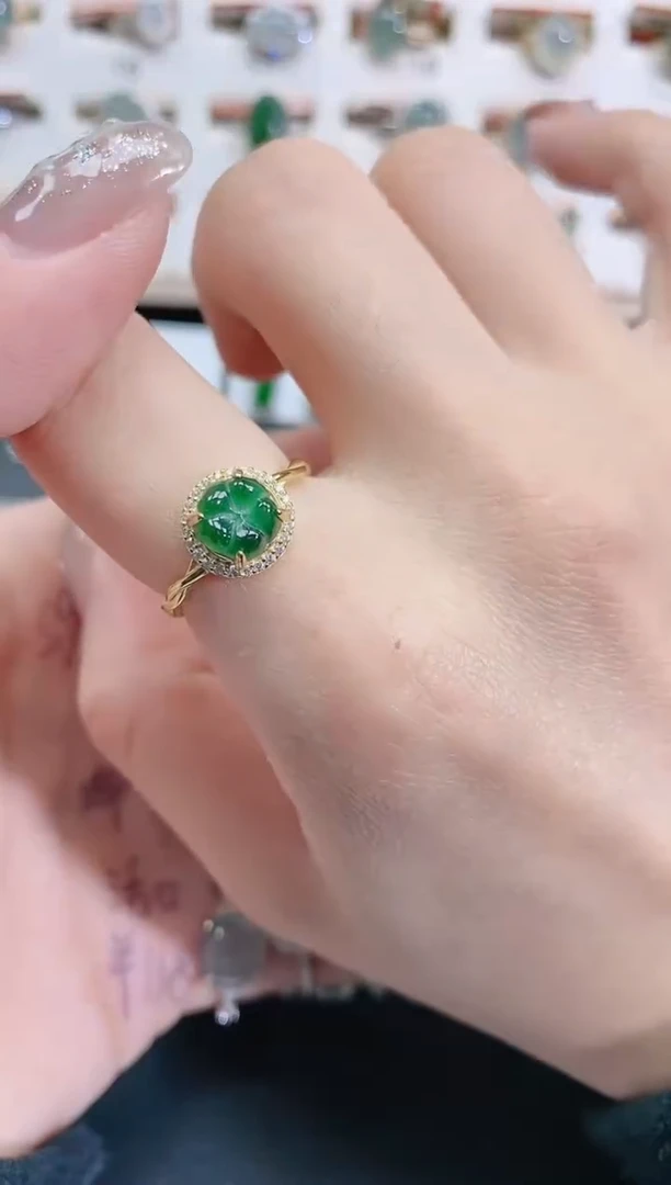 银S925镶嵌戒指翡翠天然翡翠