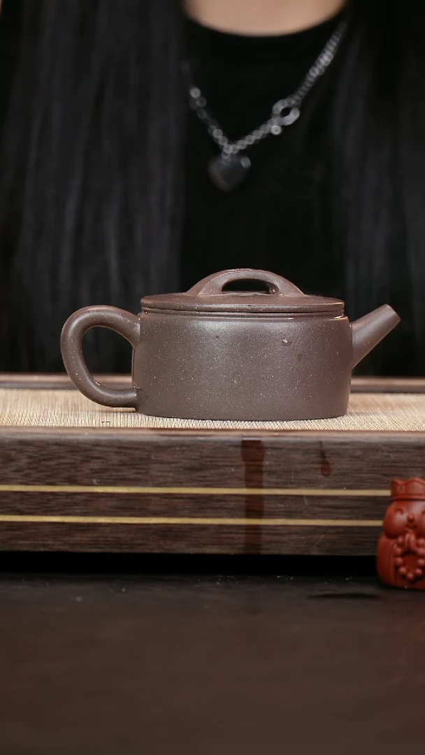 茶壶紫砂天青泥 暗肝色  汉瓦 傅