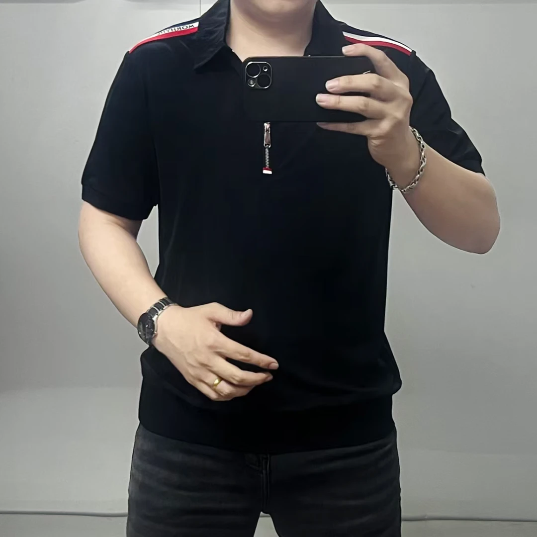 春夏款时尚高品质爆款个性百搭休闲潮流轻奢半拉链短袖Polo衫2522