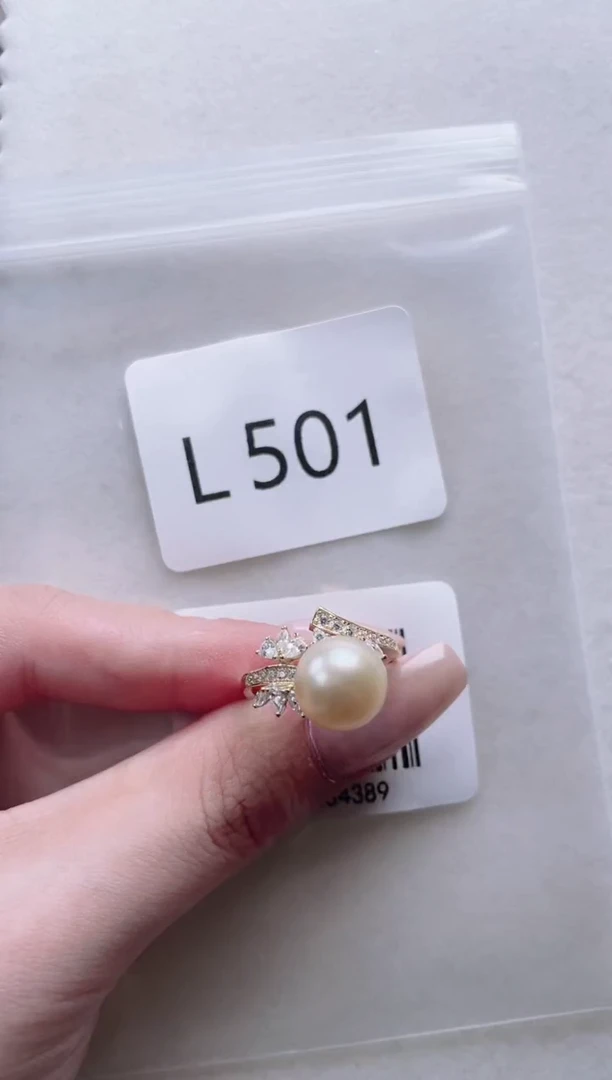 银S925镶嵌海水珍珠戒指L501