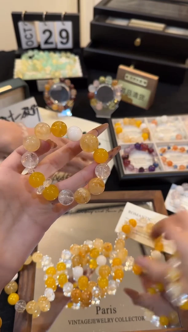 合金手链水晶琥珀柠檬x3175