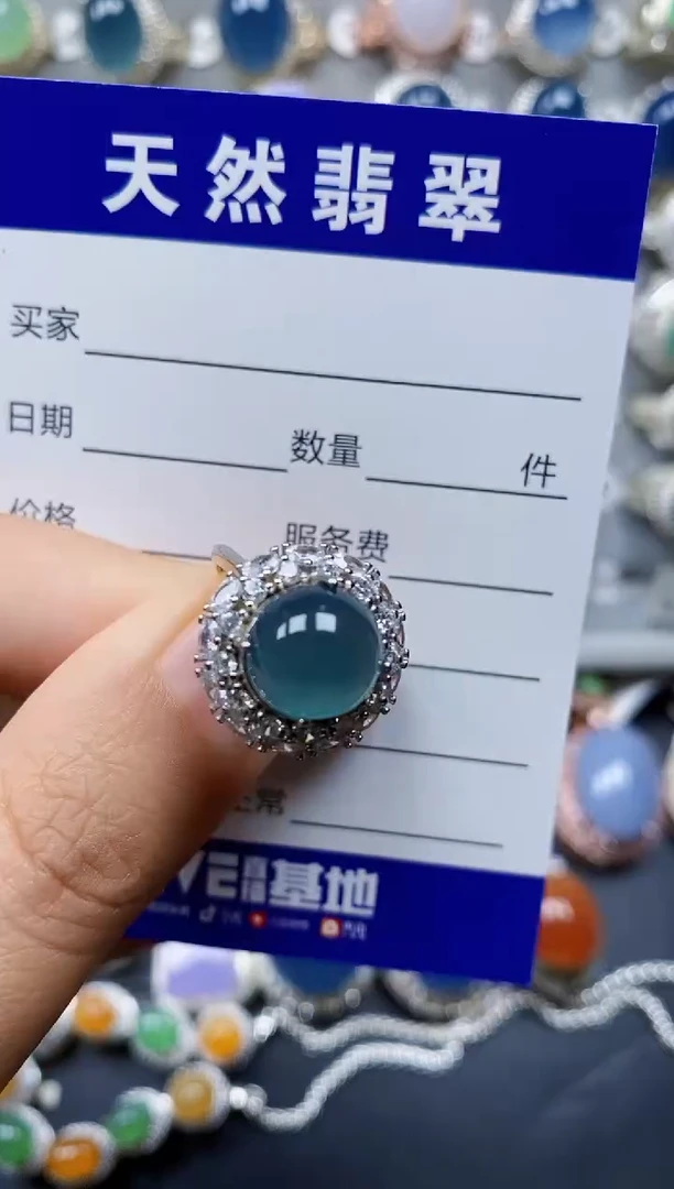 翡翠戒指银S925镶嵌0016