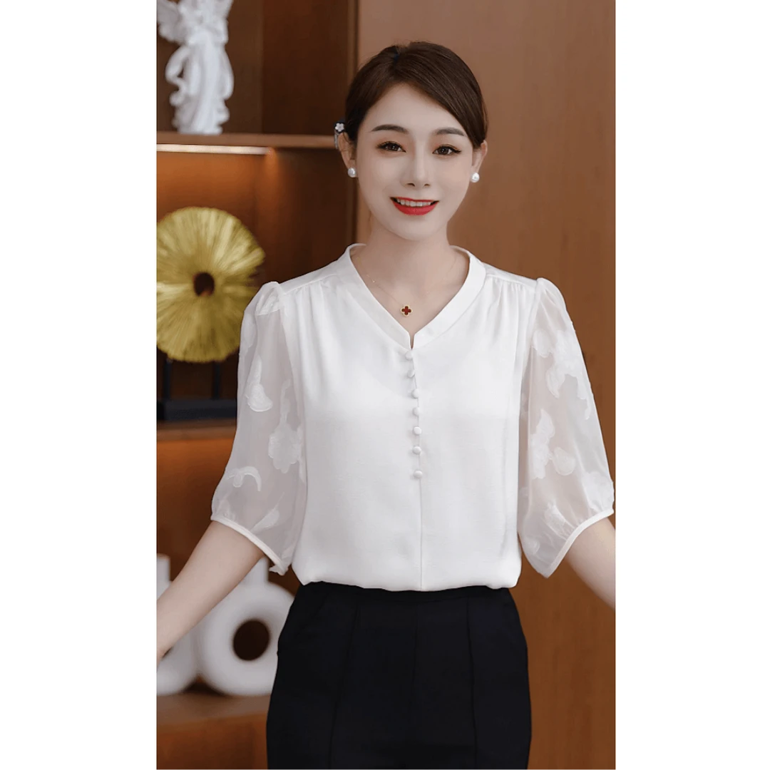 高级感衬衫女2025夏季新款气质洋气轻奢风设计感百搭显瘦上衣7565