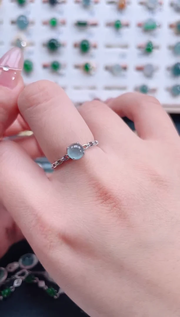 银S925镶嵌戒指翡翠天然翡翠