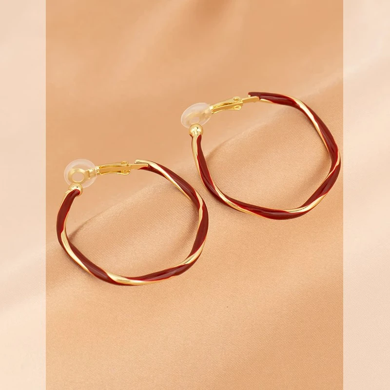 安可拉红色新年大圈圈耳环气质轻奢高级感小众欧美简约