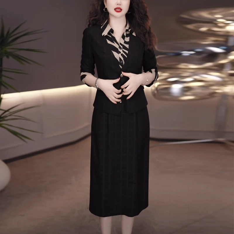 迪雅精纺时尚气质裙套装2025秋季新款轻职风修身显瘦两件套连衣裙