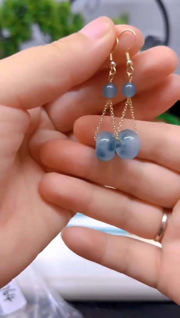 翡翠14K金镶嵌耳饰E764