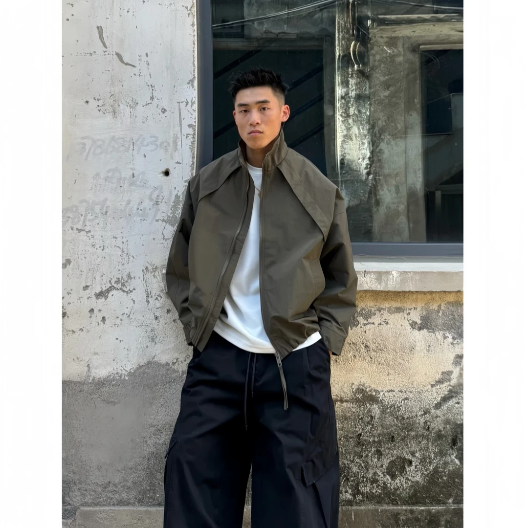 LIGGICC 秋季美式复古户外工装休闲夹克宽松立领痞帅百搭外套上衣