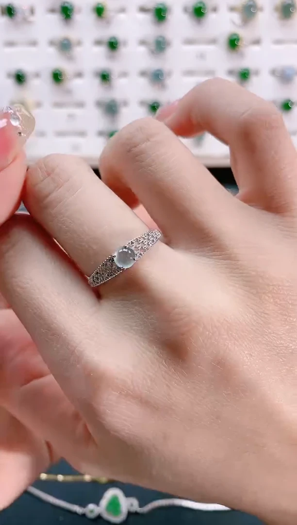 【闪购商品】翡翠戒指银S925镶嵌天然翡翠