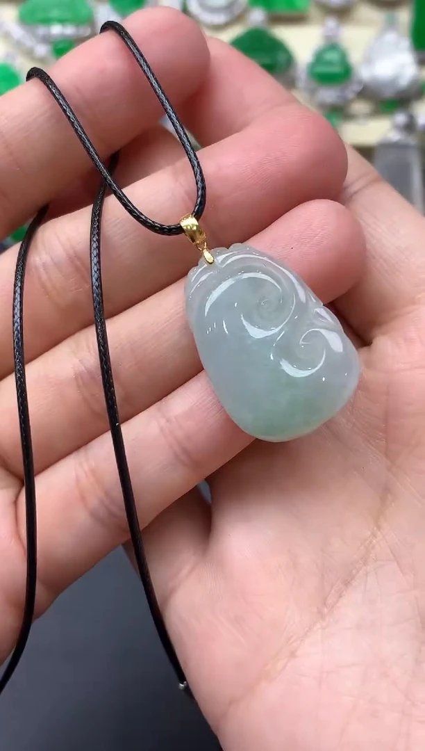 颈饰18K金镶嵌翡翠14-中国好珍宝