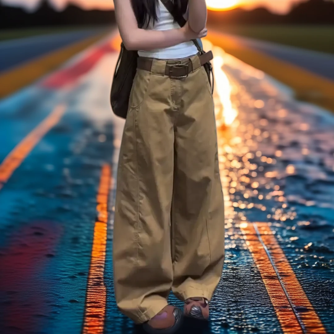 高街复古潮牌cleanfit弯刀牛仔裤男女宽松小众阔腿百搭显瘦长裤