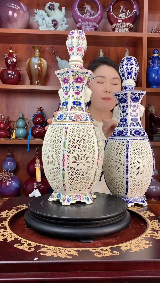 瓷3斤装六角镂空空酒坛