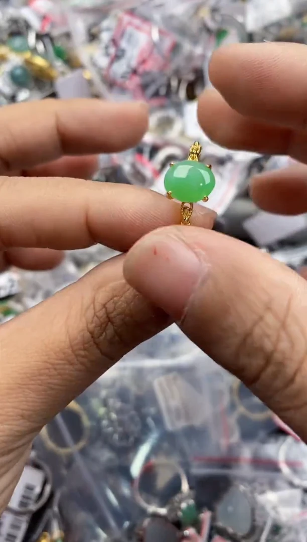 银S925镶嵌戒指翡翠2222----4