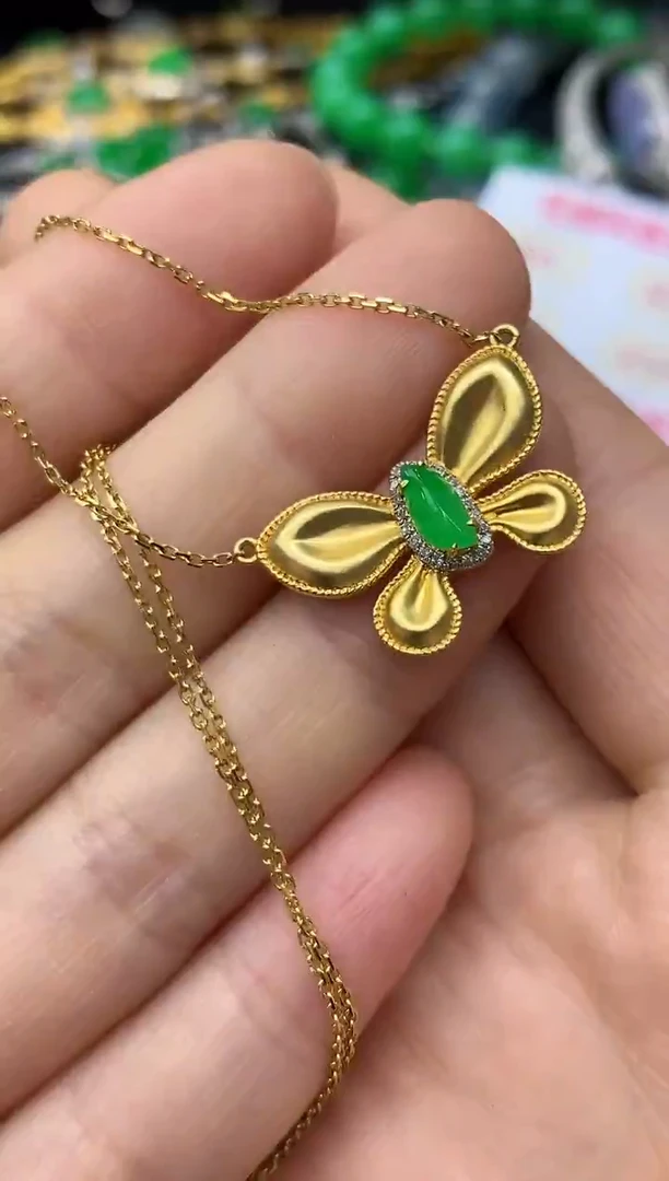 颈饰18K金镶嵌翡翠396-中国好珍宝