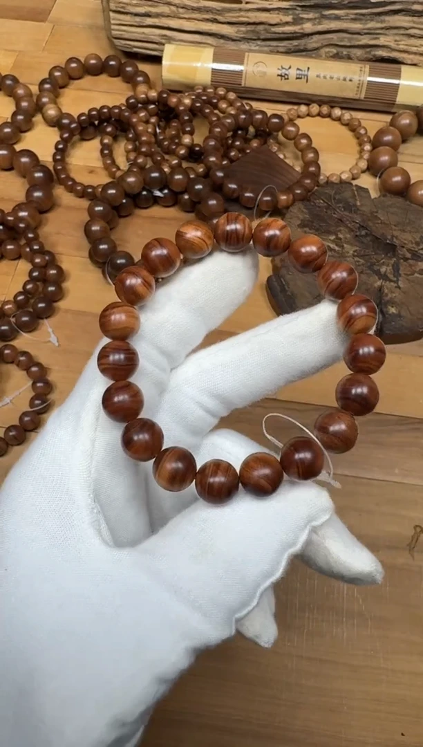 檀香木手串/手链老山檀香1.0单圈横纹沉水黑肉