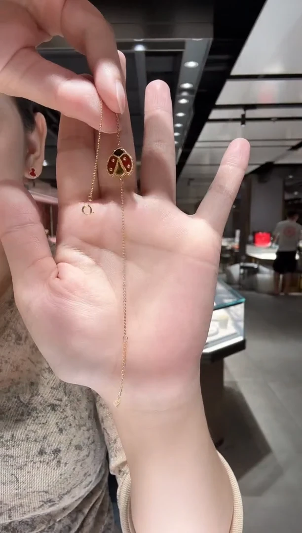 18K金镶嵌手链玛瑙/玉髓瓢虫手链