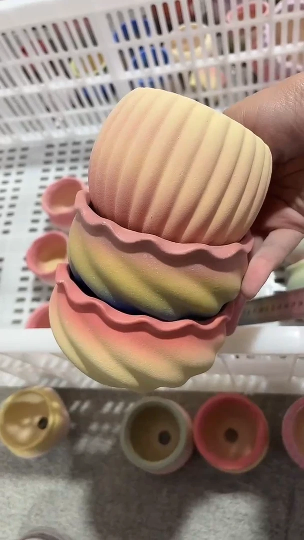 ?****?麦饭石粗陶多肉花盆三个