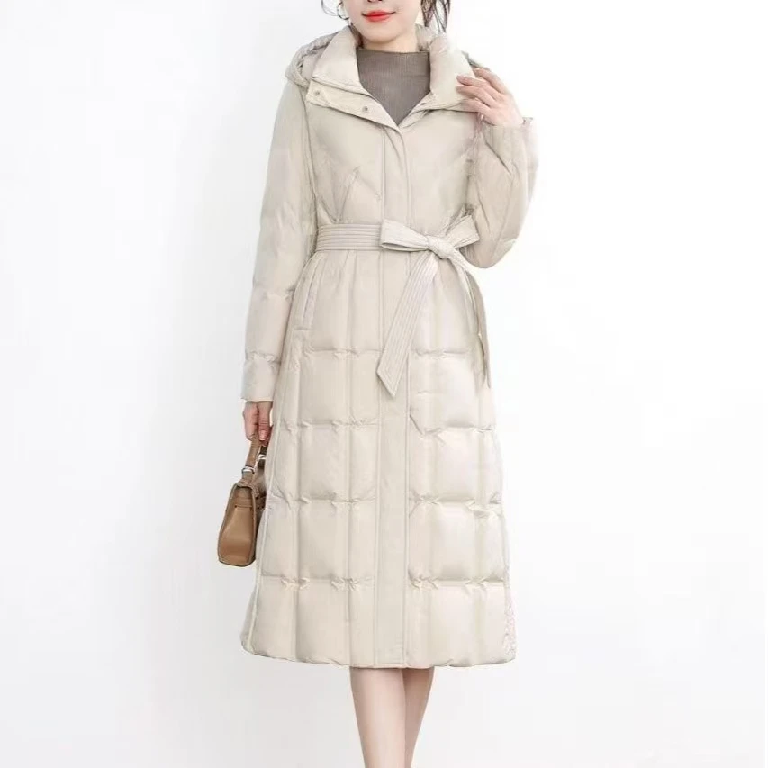 【D869】新款时尚加厚羽绒服女中长款过膝加长收腰显瘦保暖外套