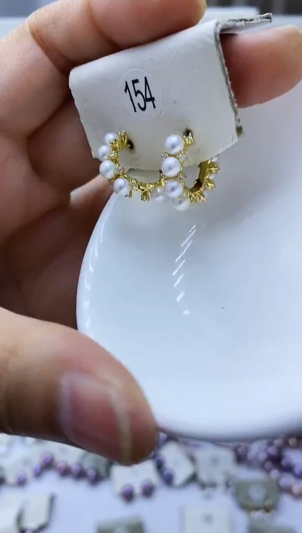 银S925镶嵌淡水珍珠耳饰154