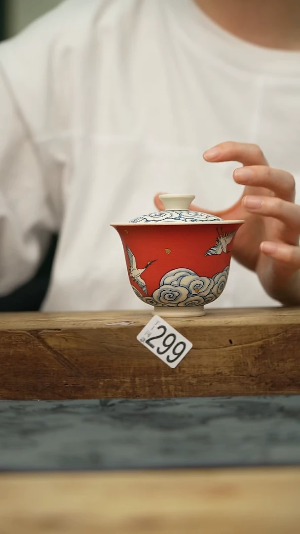 瓷片设计师手作款 手绘青花系列  虎城