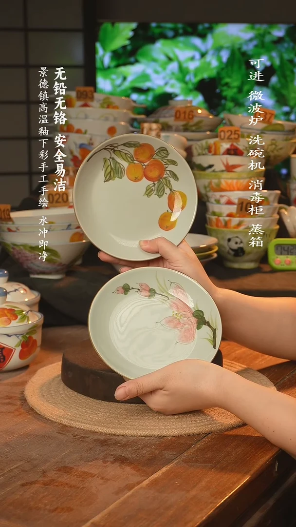 瓷景德镇高温瓷釉下彩手绘陶瓷