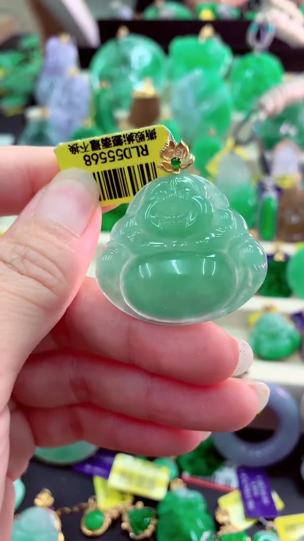 吊坠(不含链)18K金镶嵌翡翠挂件