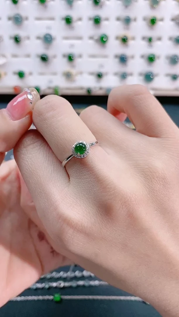 【闪购商品】翡翠戒指银S925镶嵌天然翡翠