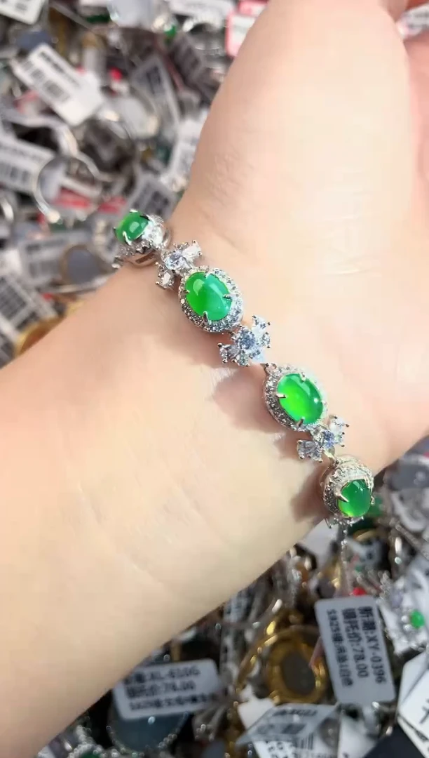 银S925镶嵌戒指翡翠1111----9