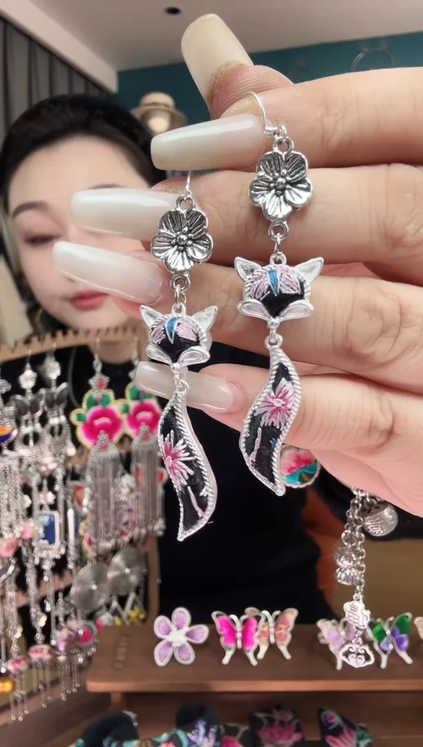 刺绣纯手工民族风刺绣耳环