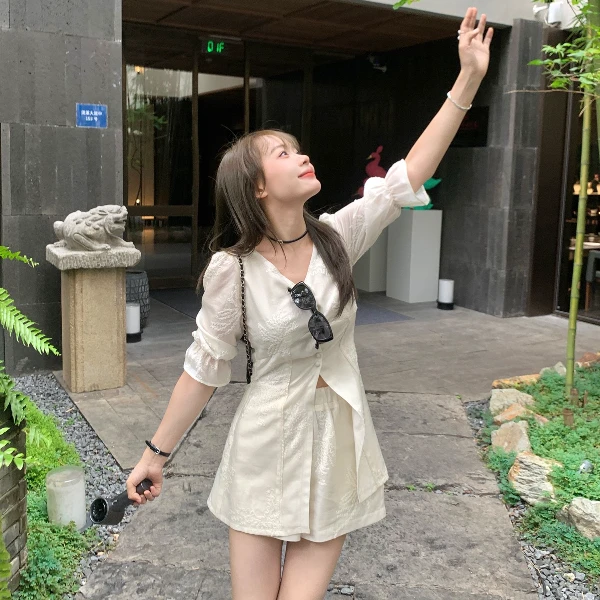 切糕自制【初夏清晨】小个子夏季气质女温婉大方通勤新中式休闲套装