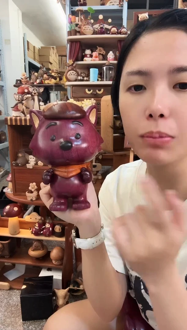 木瑕疵紫色野狼摆件
