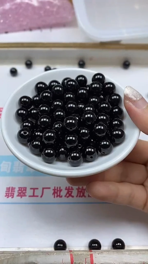 玛瑙/玉髓散珠未镶嵌B352黑玛瑙10mm20颗9.9元