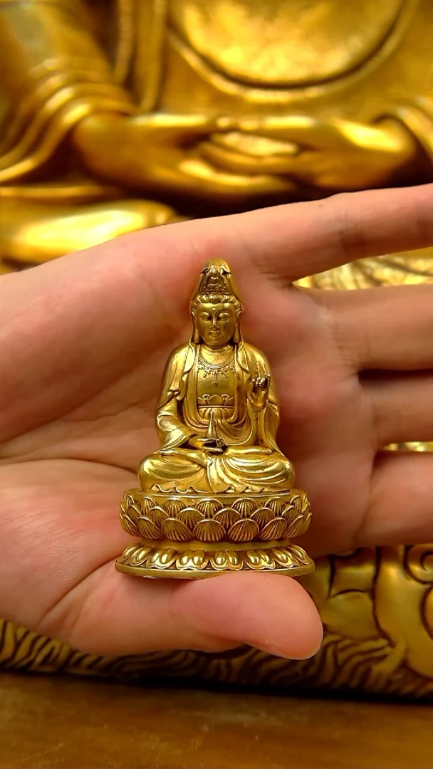 紫铜鎏金-观世音菩萨6公分G20414