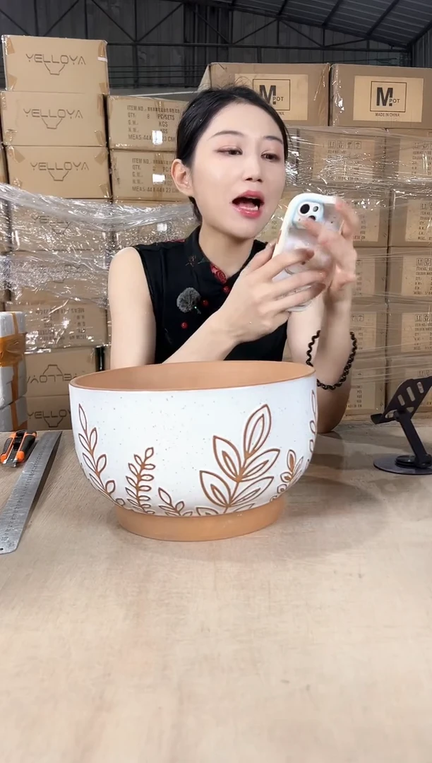 大碗紫砂叶子大号25x15
