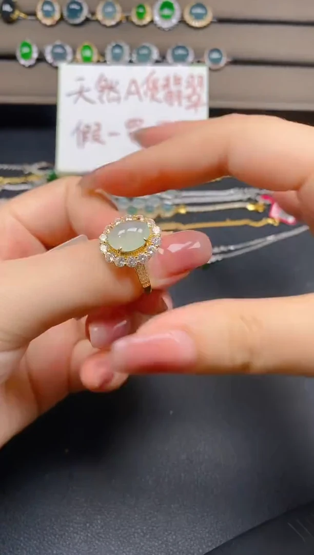 翡翠戒指银S925镶嵌3