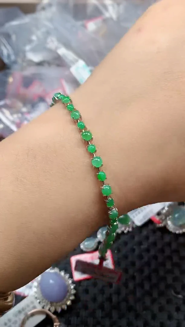 银S925镶嵌戒指翡翠天然A货缅甸翡翠