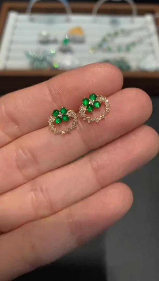 【闪购商品】翡翠耳饰18K金镶嵌2200