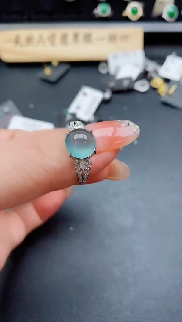银S925镶嵌戒指翡翠1